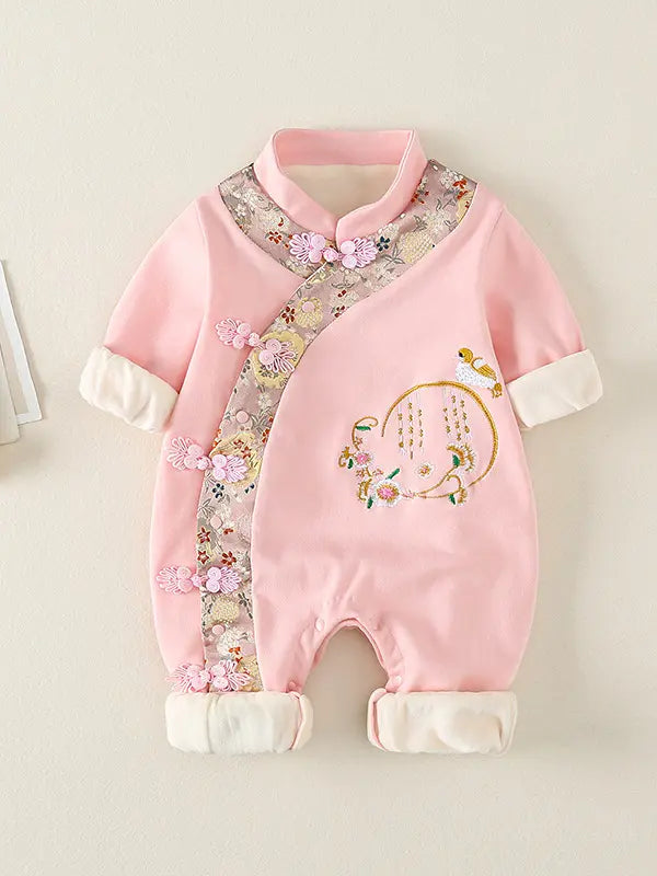 Traditional Chinese Embroidered Baby Girl Qipao Romper