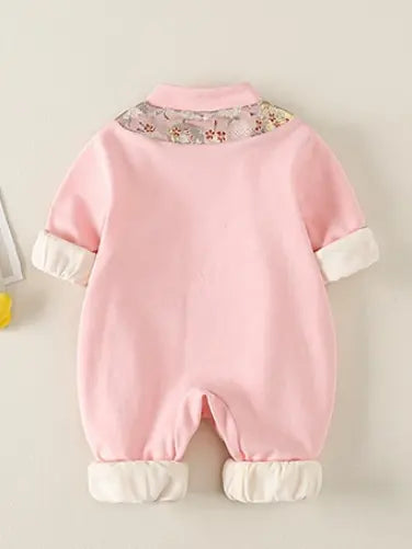 Traditional Chinese Embroidered Baby Girl Qipao Romper