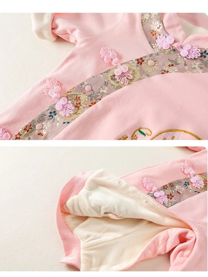 Traditional Chinese Embroidered Baby Girl Qipao Romper