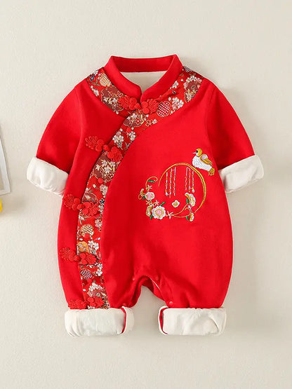 Traditional Chinese Embroidered Baby Girl Qipao Romper