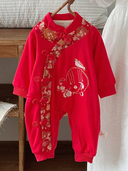 Traditional Chinese Embroidered Baby Girl Qipao Romper