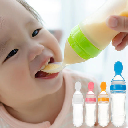 Baby Spoon Feeder Feeding Bottle with Spoon - Infant & Toddler Food Supplement Bottle
